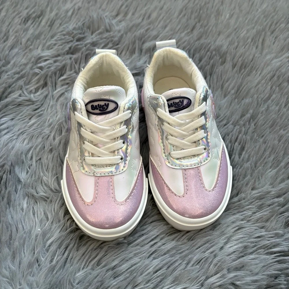 Bluey Shoes Purple Pink‎ White Shinny Toddler 7c Slip On